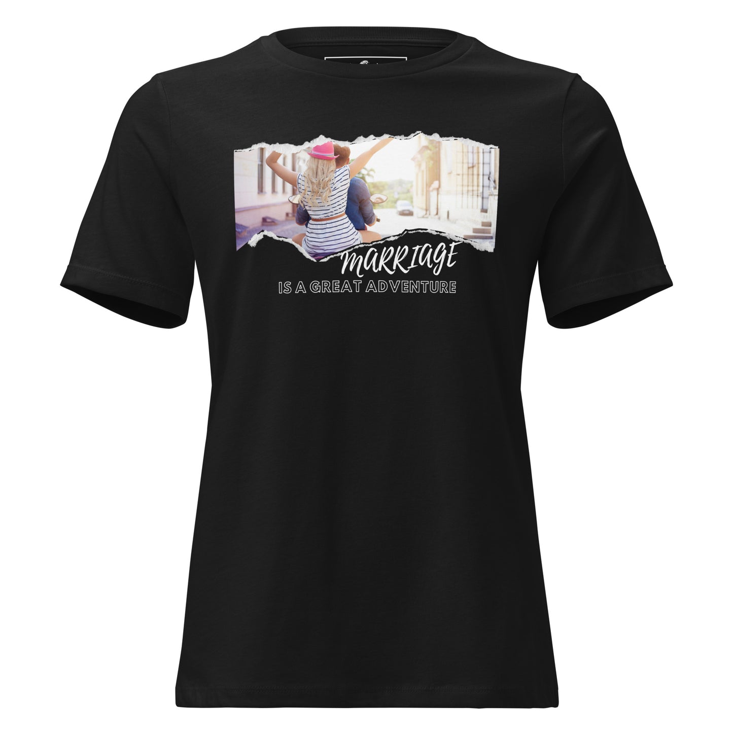 Marriage Is a Great Adventure – Scooter Ride Edition Black Motivational Women’s T-Shirt