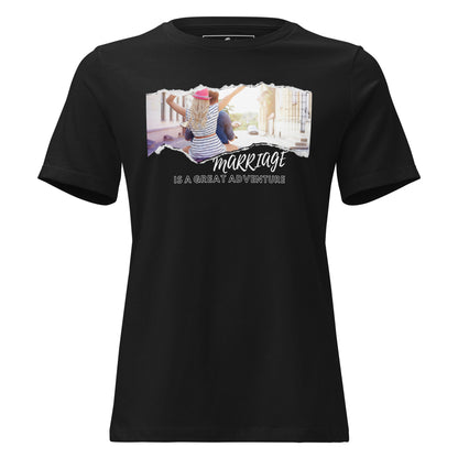 Marriage Is a Great Adventure – Scooter Ride Edition Black Motivational Women’s T-Shirt