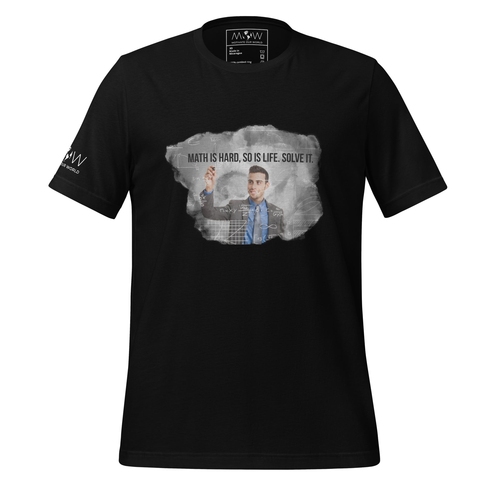 Math is Hard, So is Life Men's Motivational Black T-Shirt