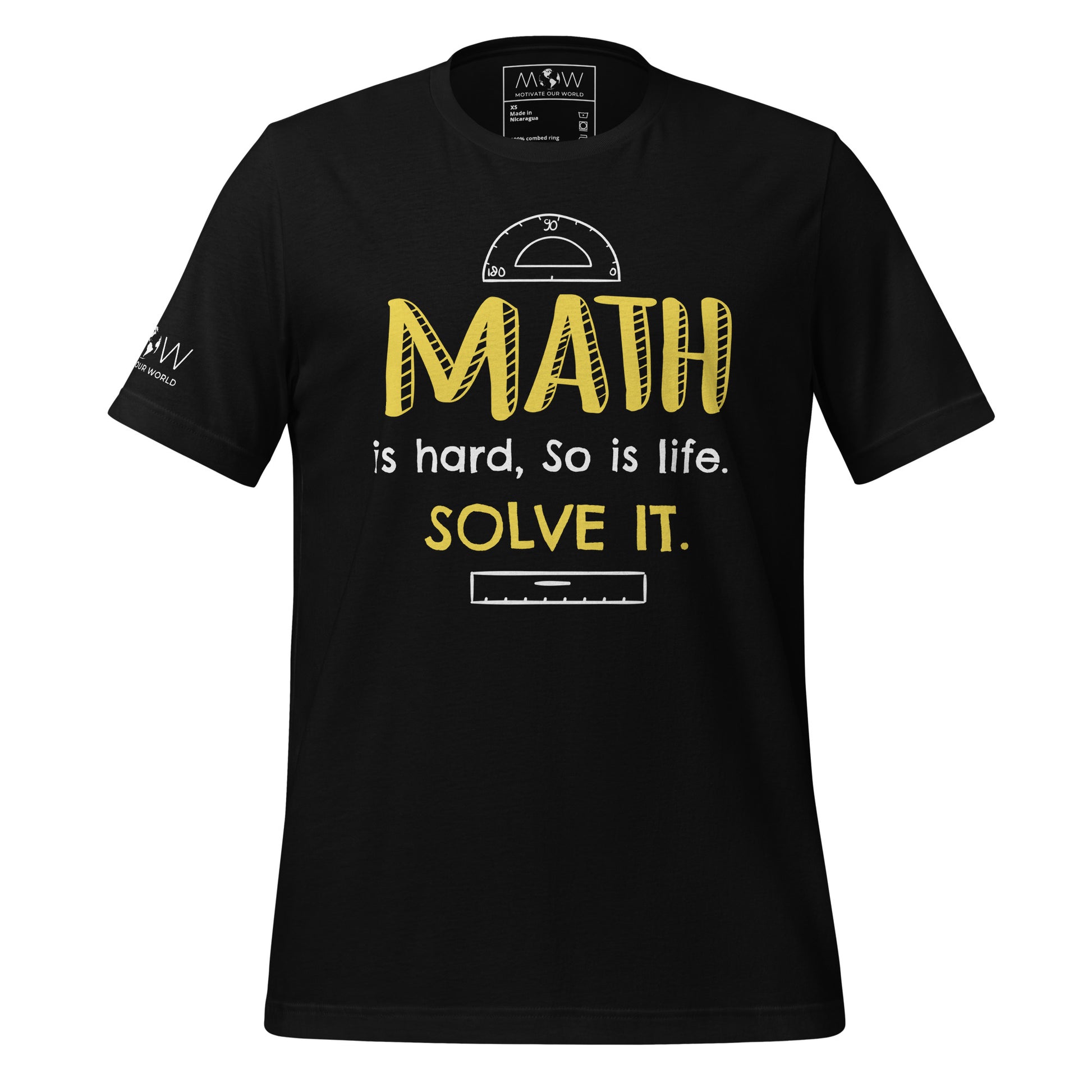 Math is Hard, So is Life—Solve It Men's Motivational Black T-Shirt