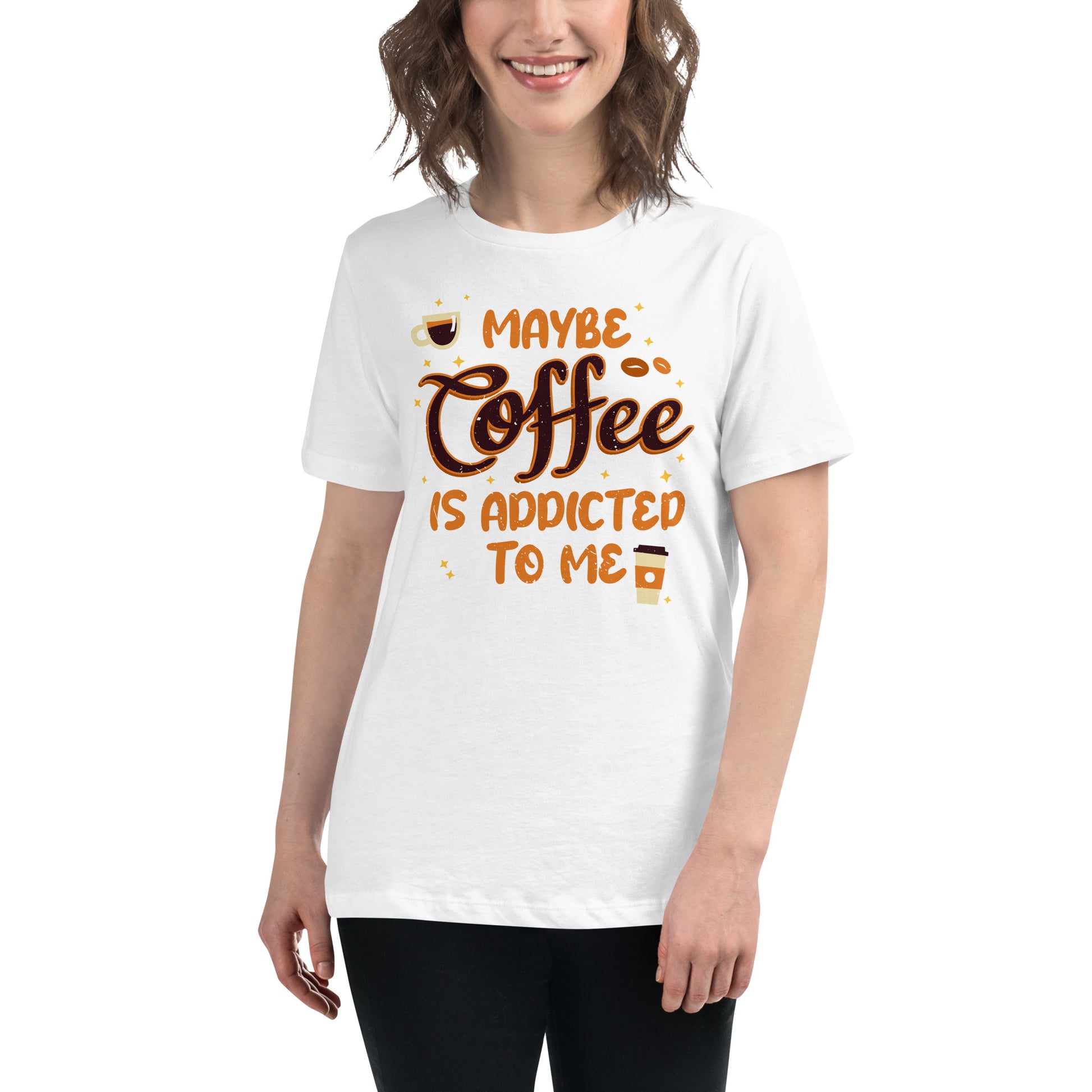 29.99Maybe Coffee Is Addicted To Me White Motivational Women’s T-Shirt Lifestyle
