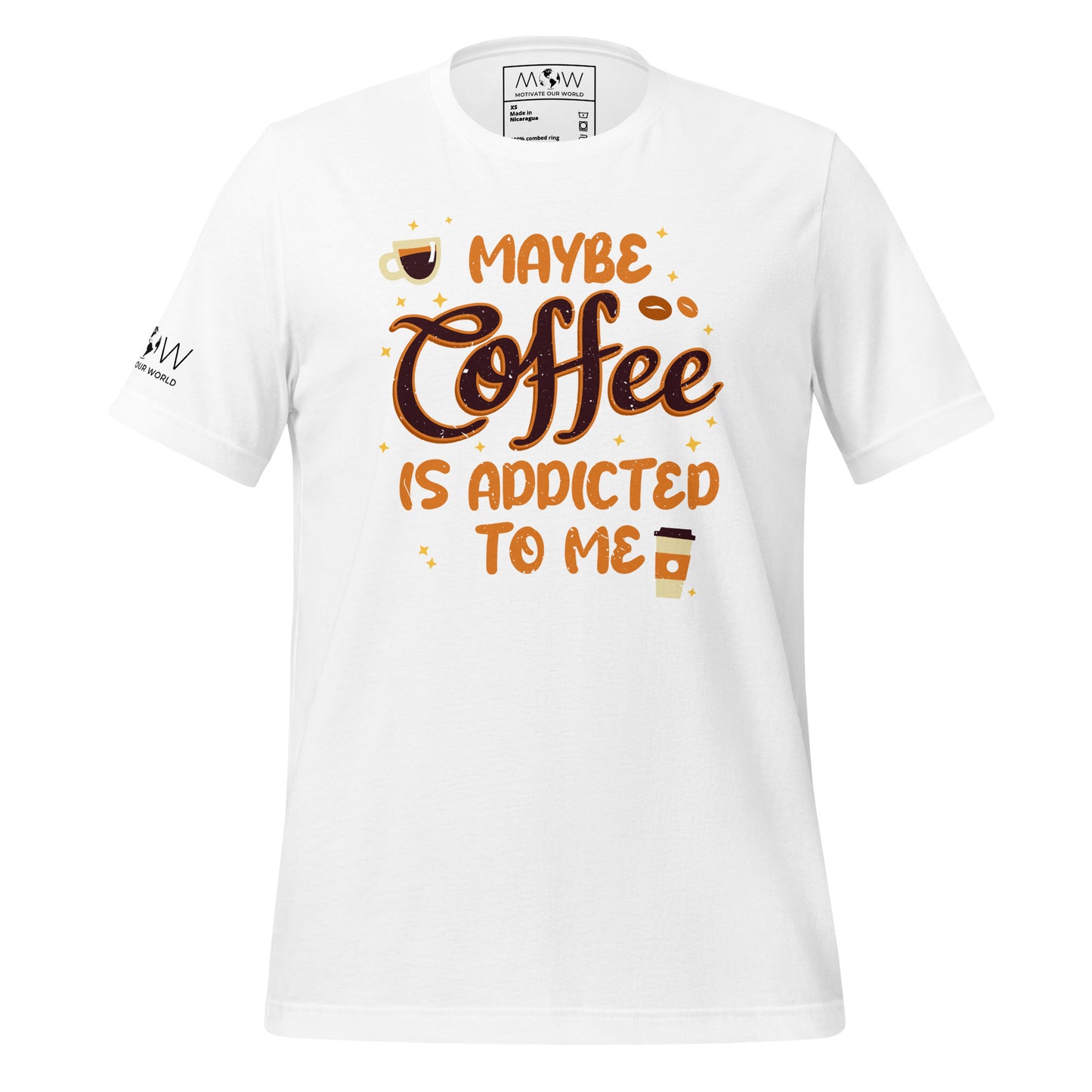 Maybe Coffee is Addicted to Me Men's Motivational White T-Shirt