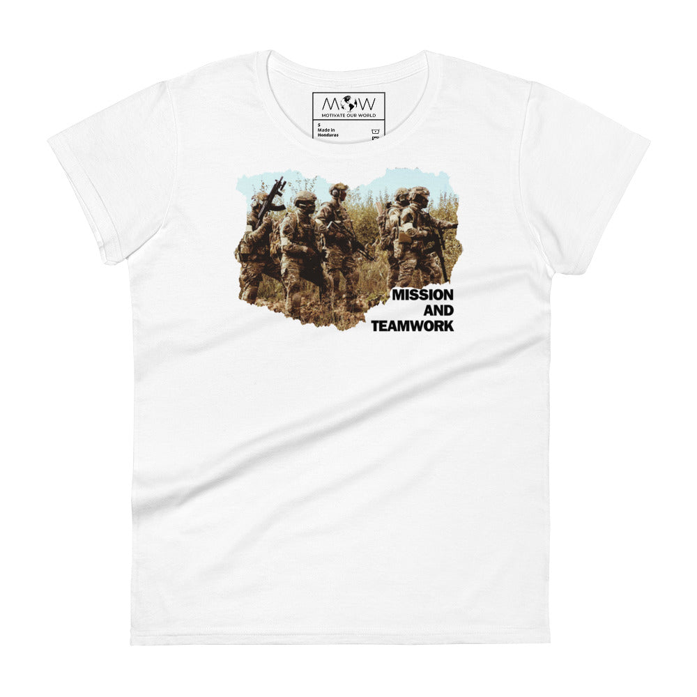 Mission and Teamwork III Women’s Motivational White T-Shirt