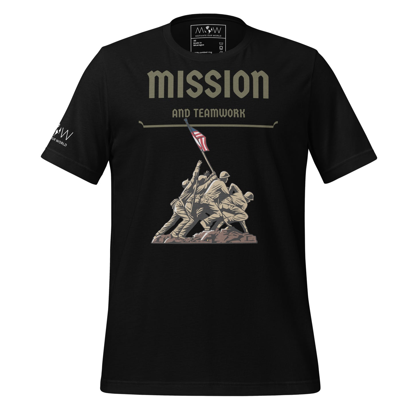 Mission and Teamwork Men's Motivational Black T-Shirt