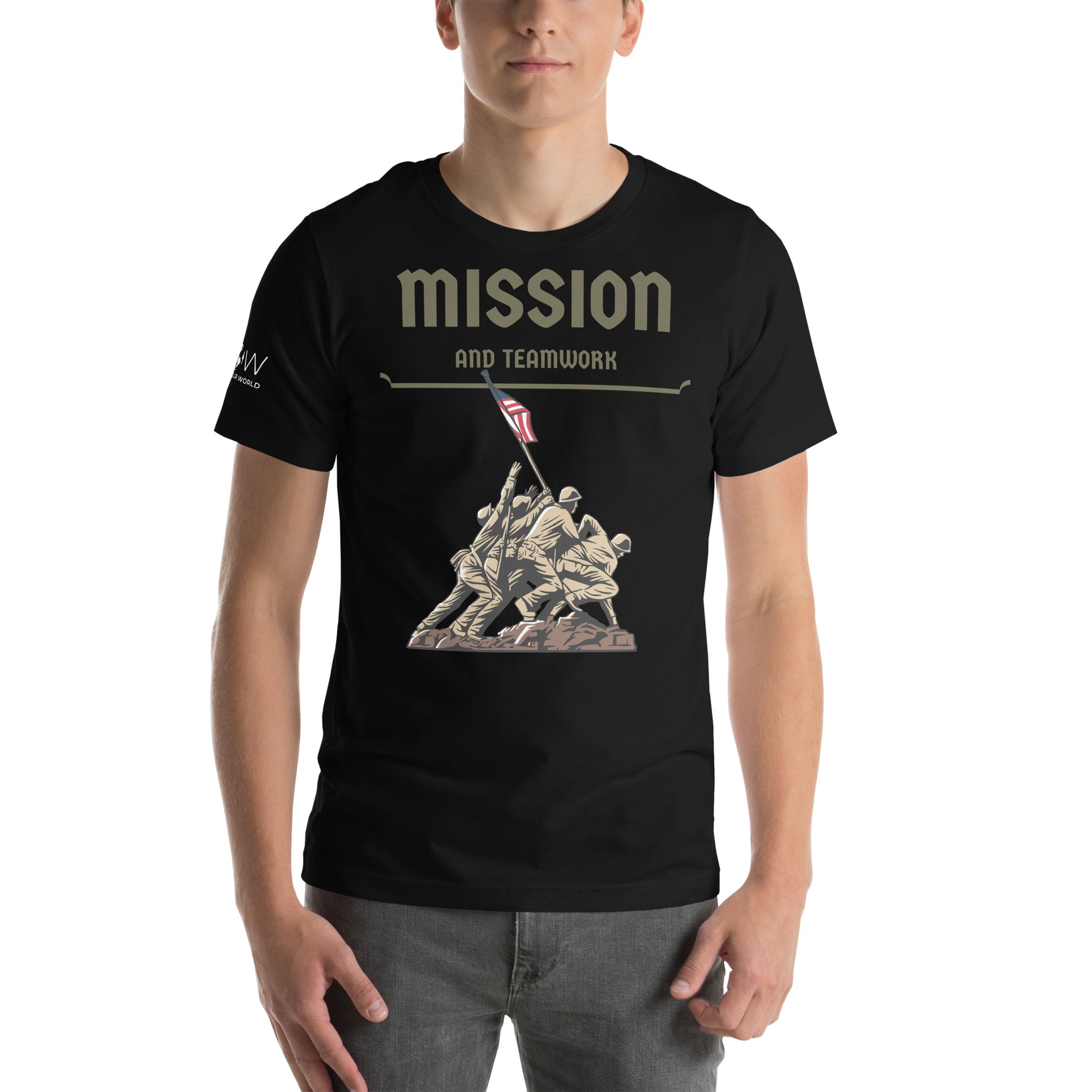 Mission and Teamwork Men's Motivational Black T-Shirt
