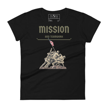 Mission and Teamwork Women’s Motivational Black T-Shirt