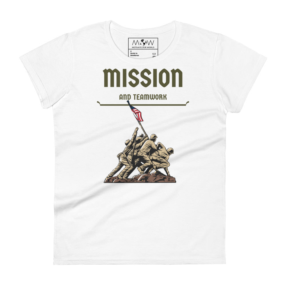 Mission and Teamwork Women’s Motivational White T-Shirt