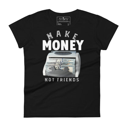 Money Counter Machine Graphic Women’s Motivational Black T-Shirt