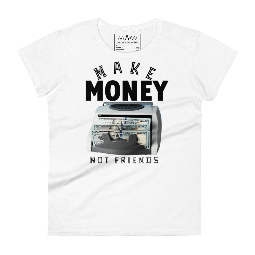 Money Counter Machine Graphic Women’s Motivational White T-Shirt