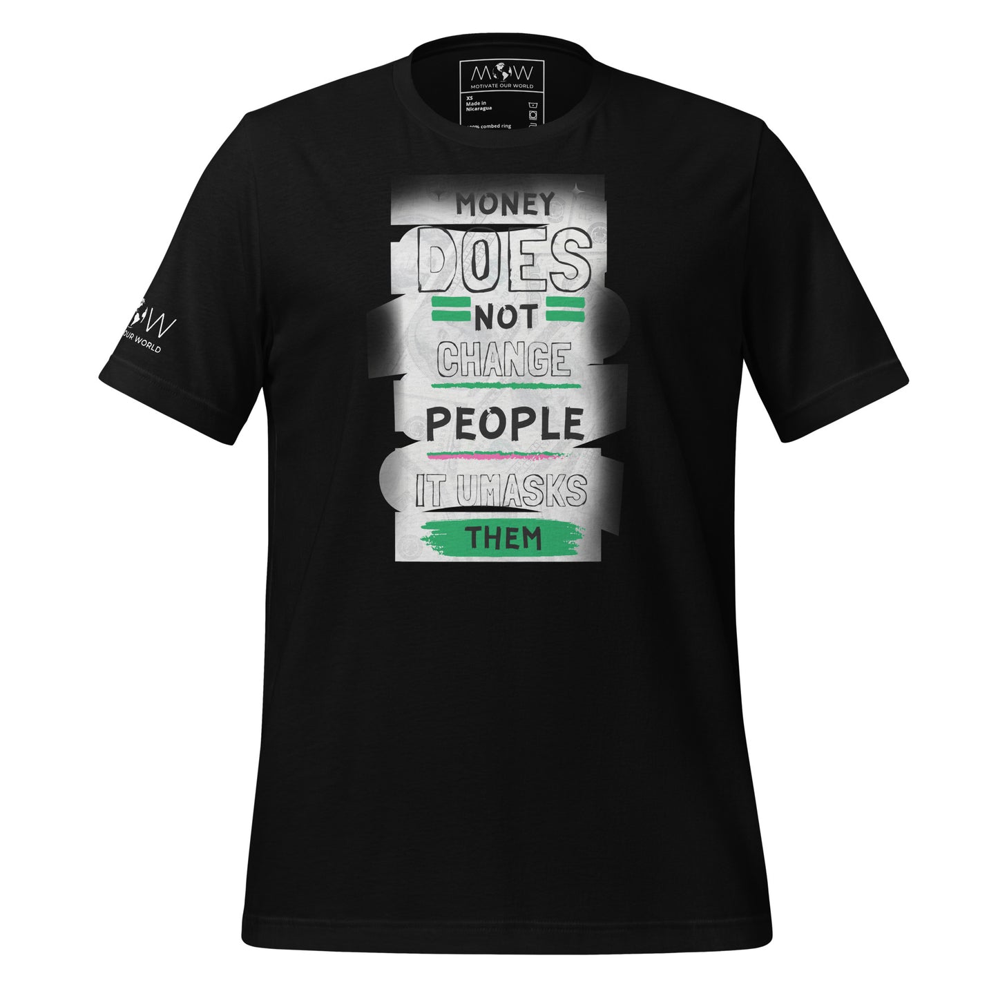 Money Doesn't Change People Men's Motivational Black T-Shirt