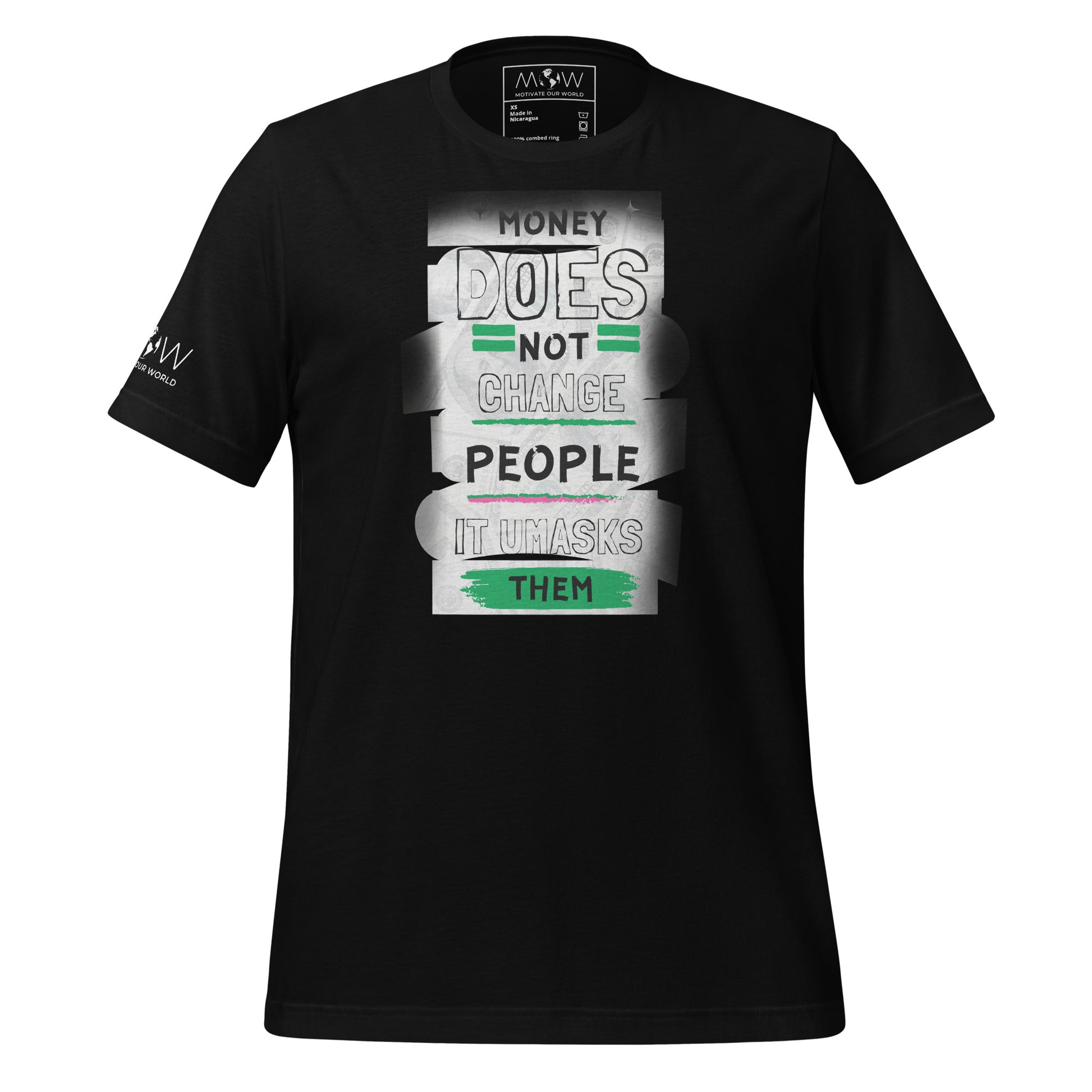 Money Doesn't Change People Men's Motivational Black T-Shirt