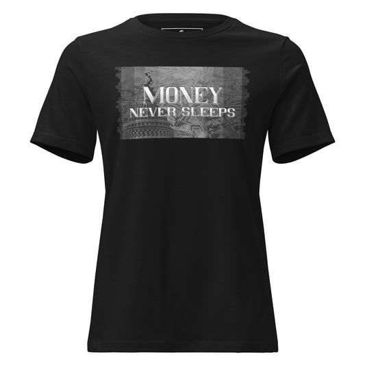 Money Never Sleeps Capitol Black Motivational Women’s T-Shirt
