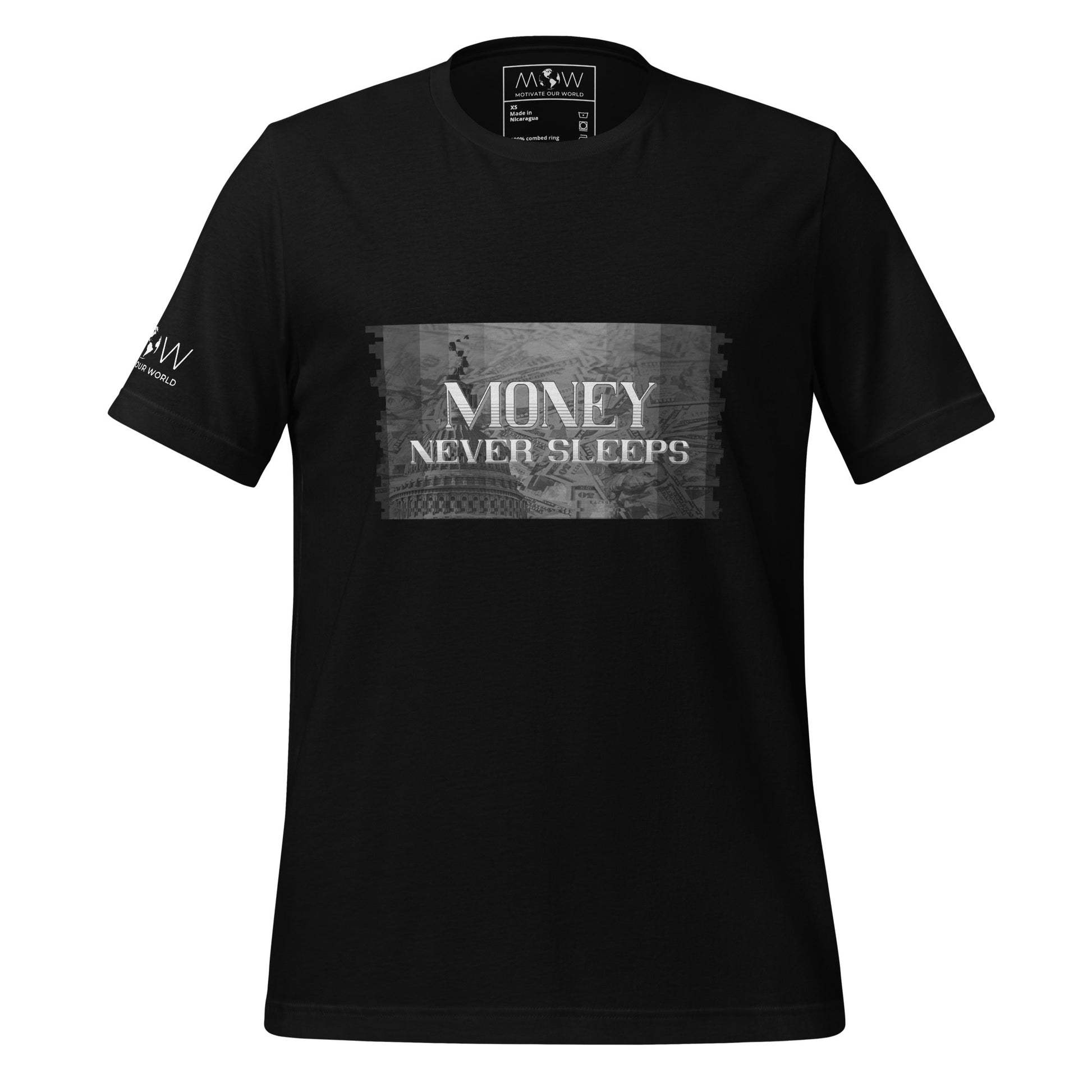 Money Never Sleeps Capitol Men's Motivational Black T-Shirt