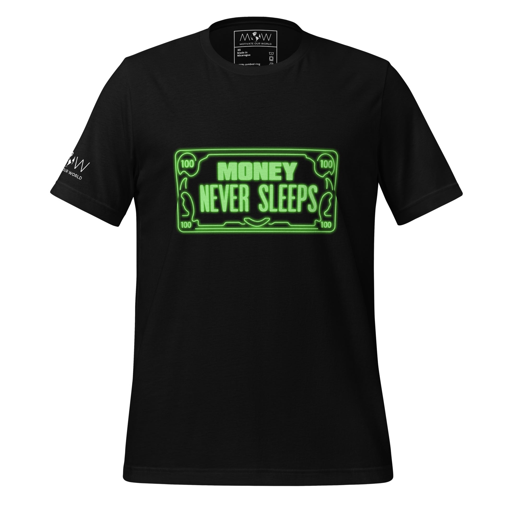 Money Never Sleeps Men's Motivational Black T-Shirt 
