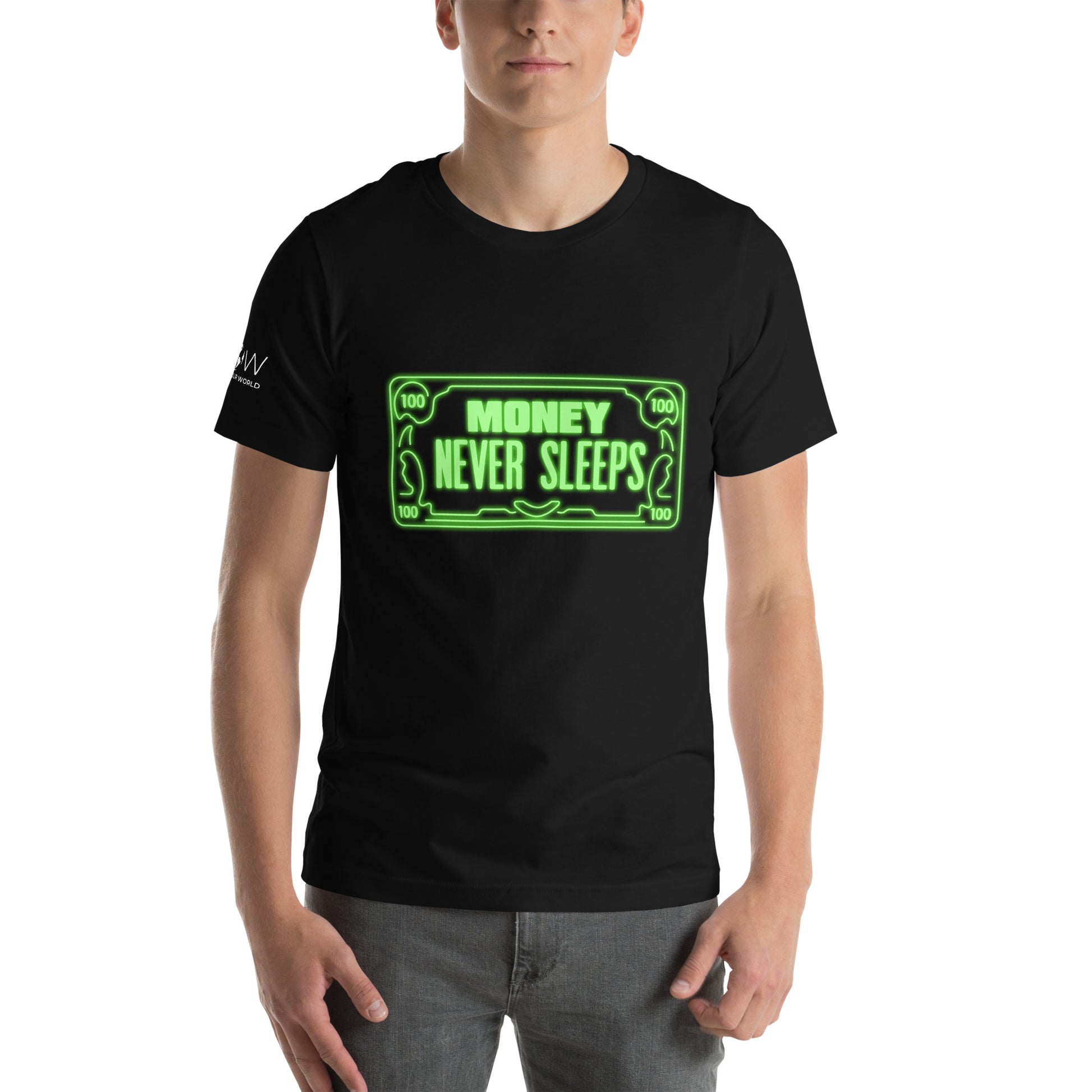 Money Never Sleeps Men's Motivational Black T-Shirt 