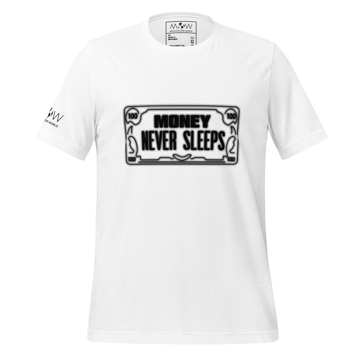 Money Never Sleeps Men's Motivational White T-Shirt 