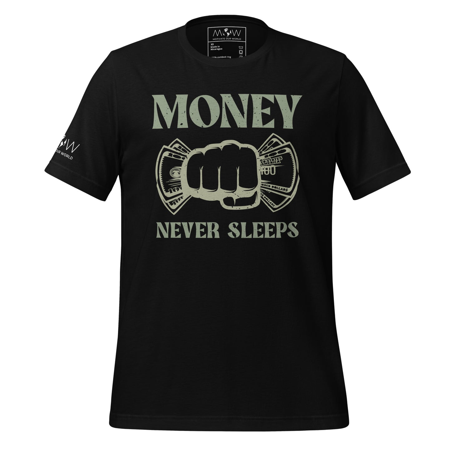 Money Never Sleeps Men's Motivational Black T-Shirt