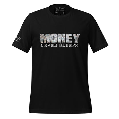 Money Never Sleeps Men's Motivational Black T-Shirt