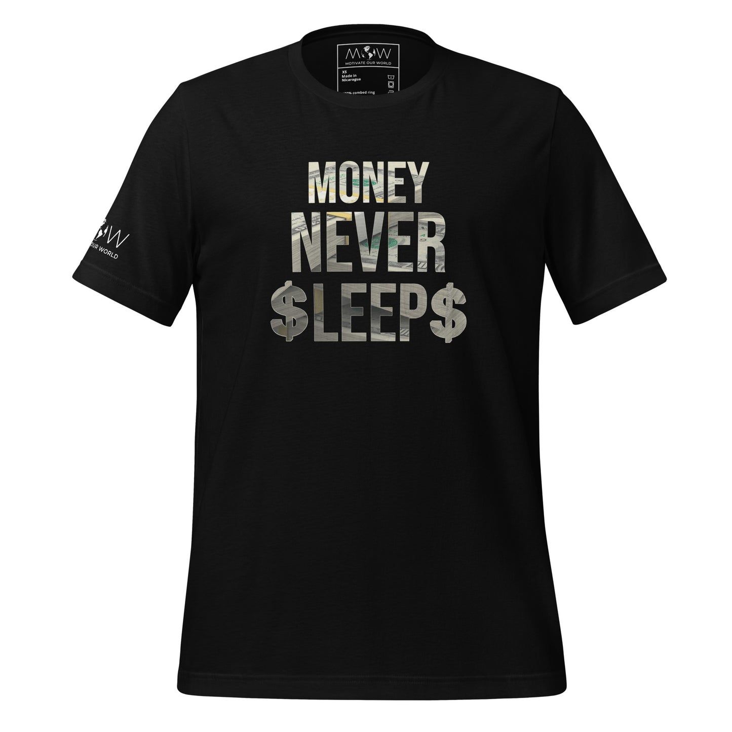 Money Never Sleeps Men's Motivational Black T-Shirt