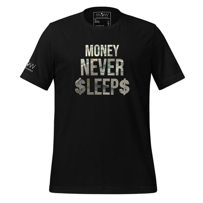 Money Never Sleeps Men's Motivational Black T-Shirt