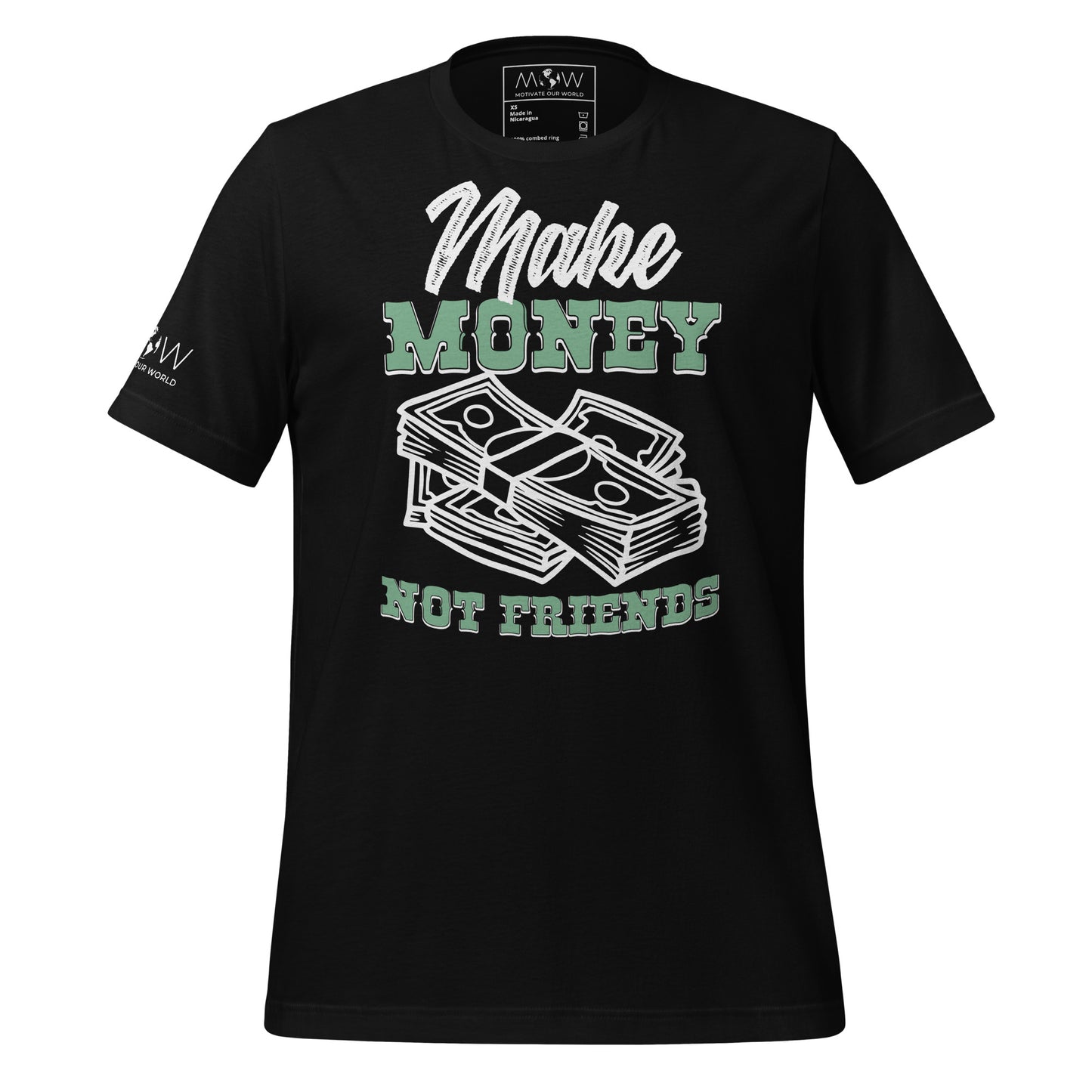 Money Not Friends Men's Motivstional Black T-Shirt