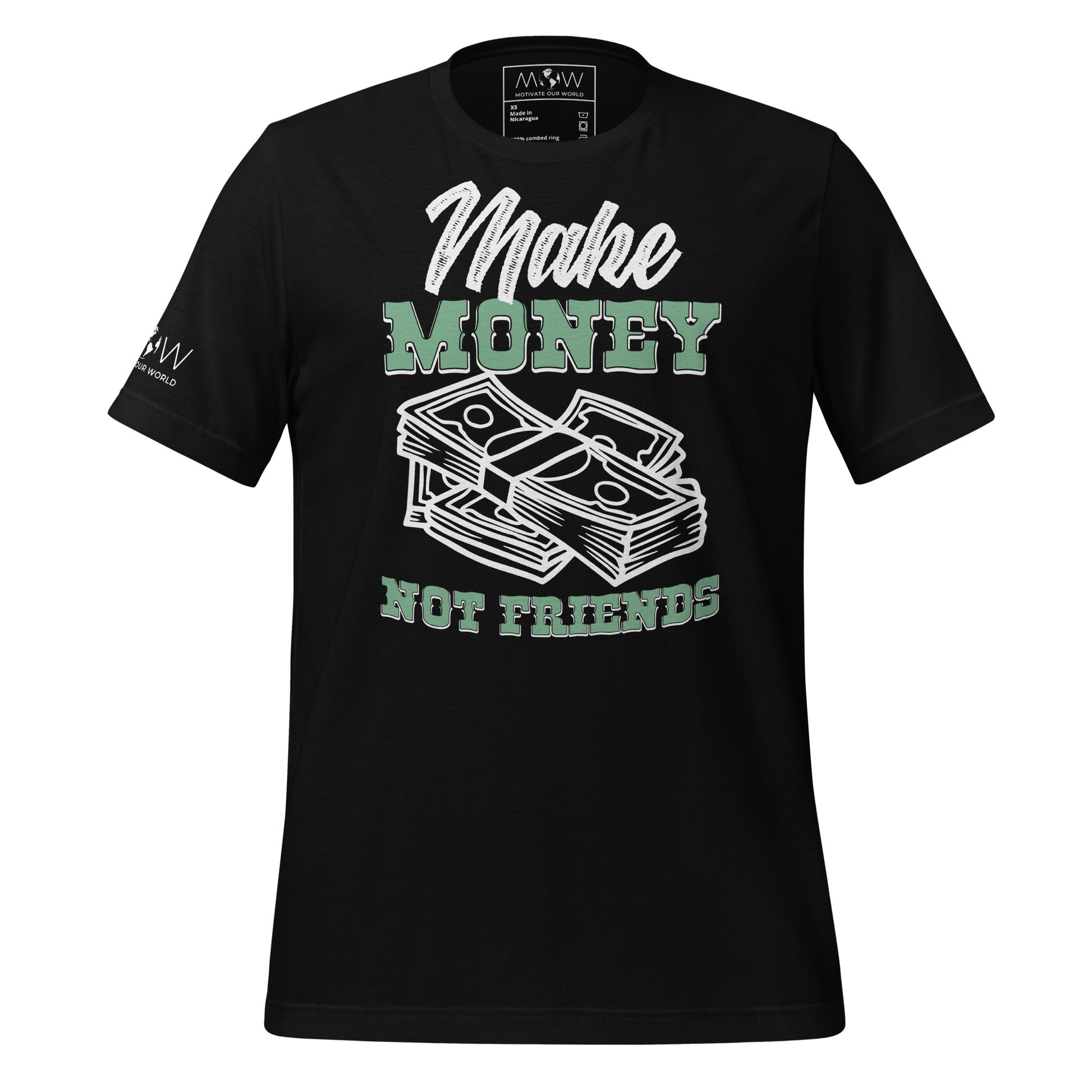 Money Not Friends Men's Motivstional Black T-Shirt