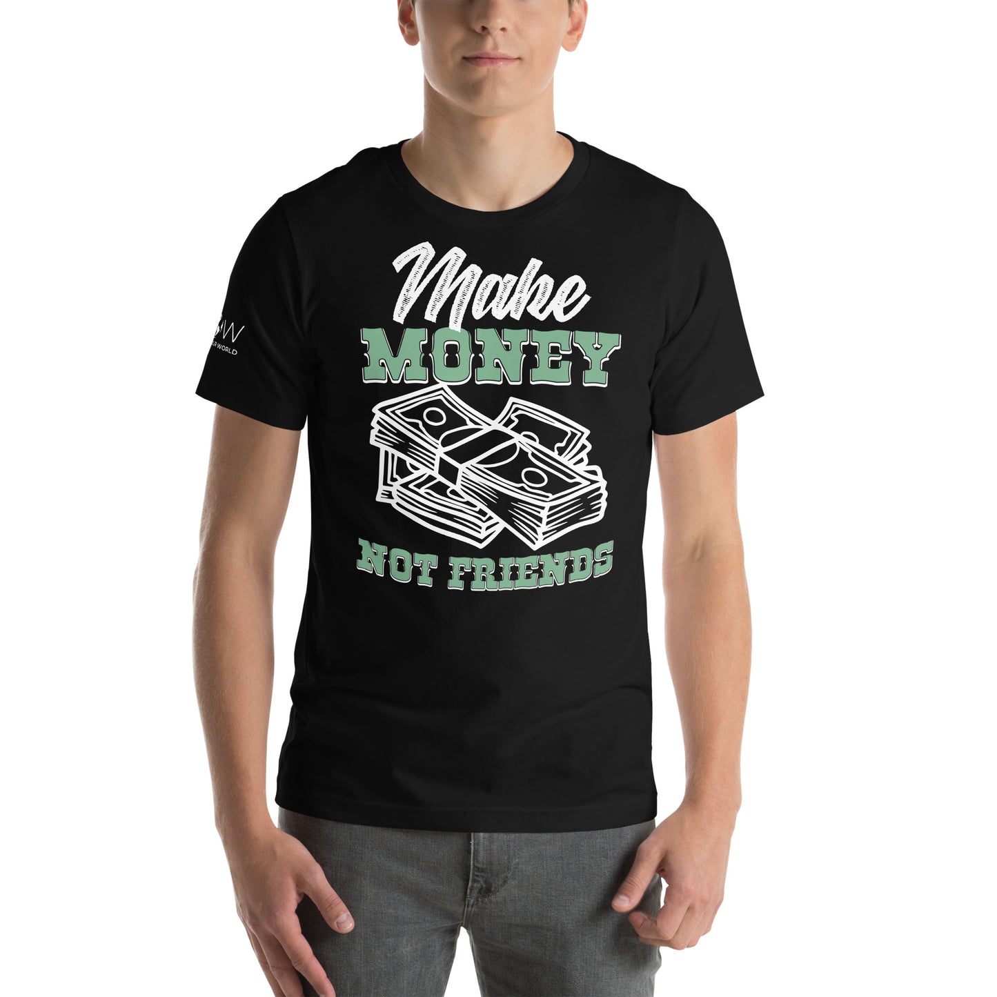 Money Not Friends Men's Motivstional Black T-Shirt