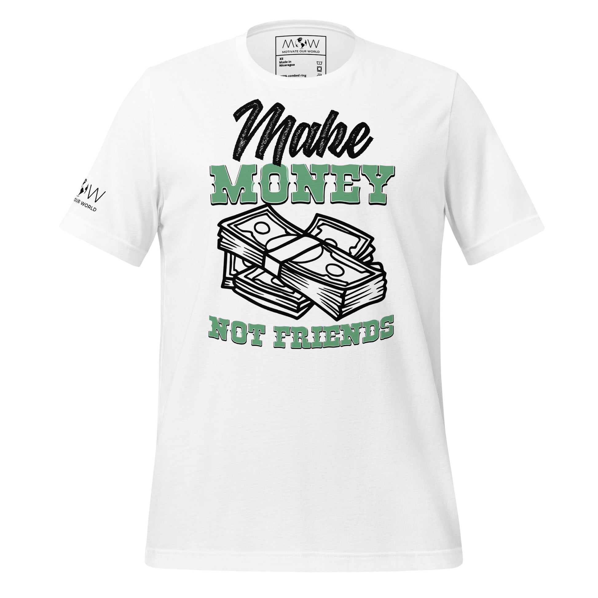Money Not Friends Men's Motivstional White T-Shirt