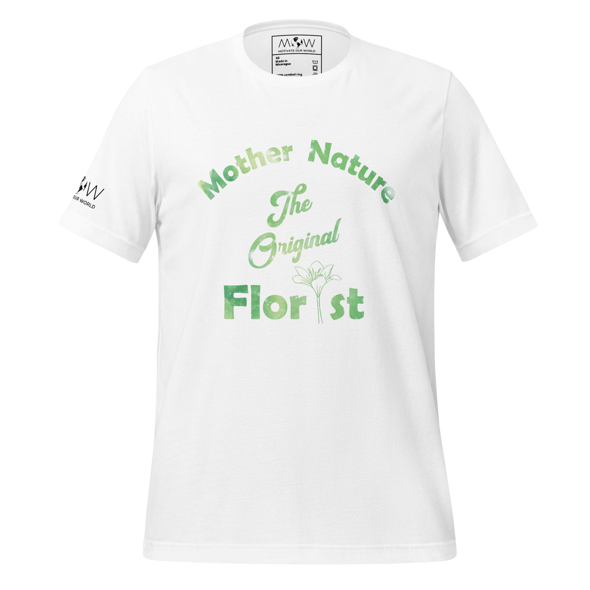 "Mother Nature: The Original Florist" Men's Motiovational White T-Shirt