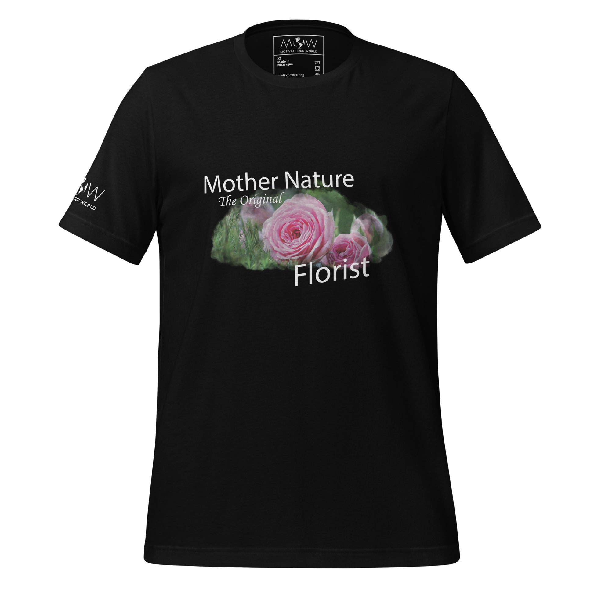 "Mother Nature: The Original Florist" Men's Motivational Black T-Shirt