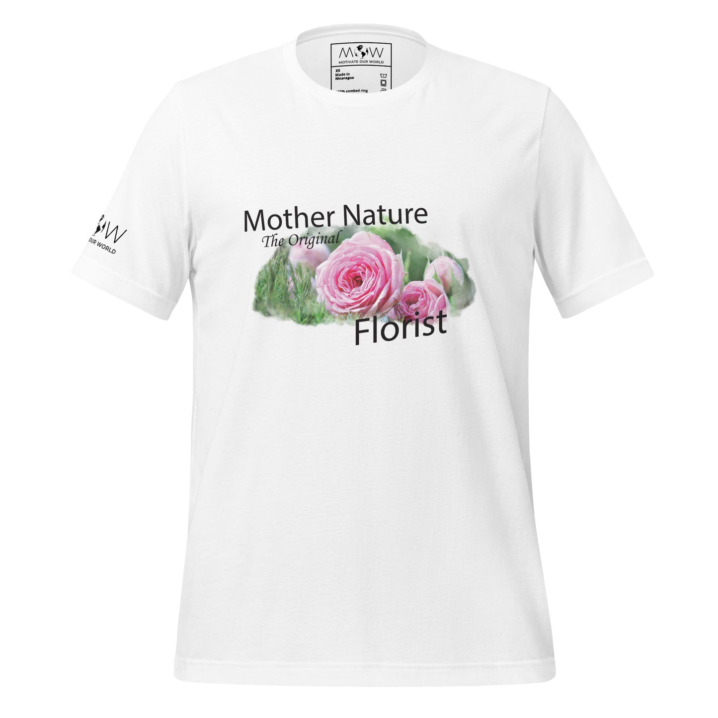 "Mother Nature: The Original Florist" Men's Motivational White T-Shirt