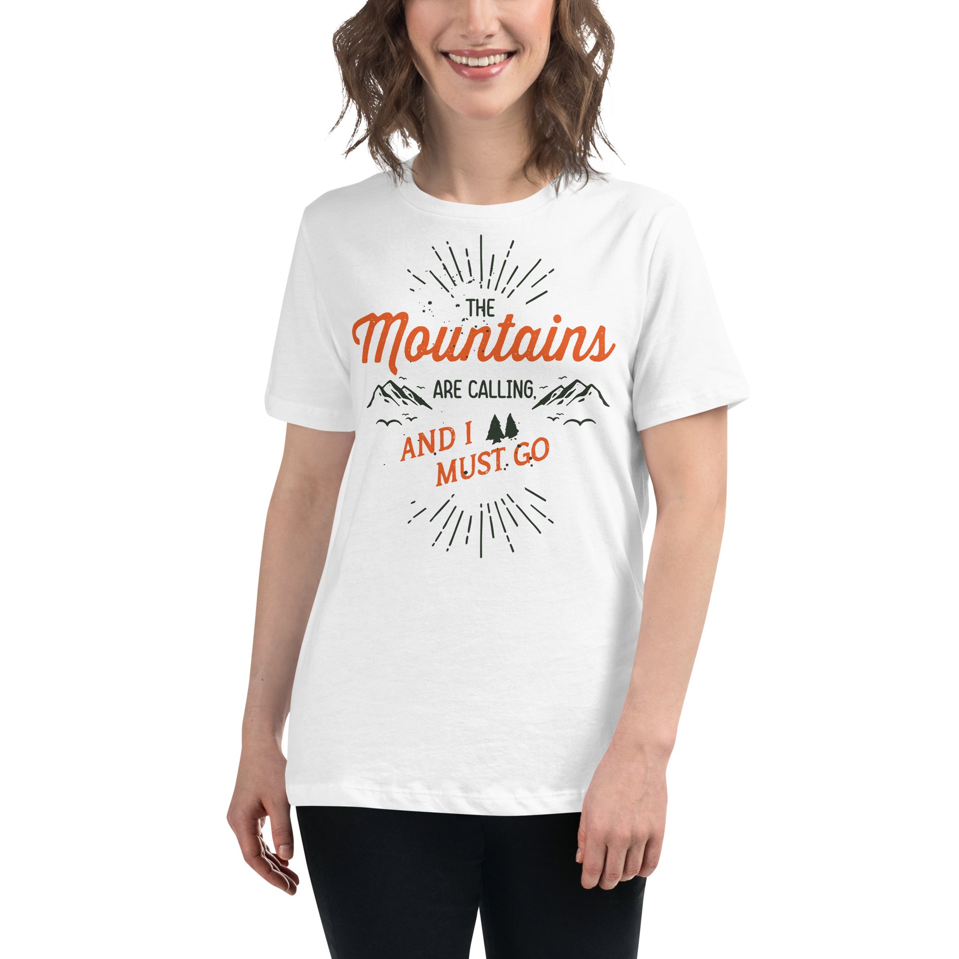 Mountains Are Calling White Motivational Women’s T-Shirt Lifestyle