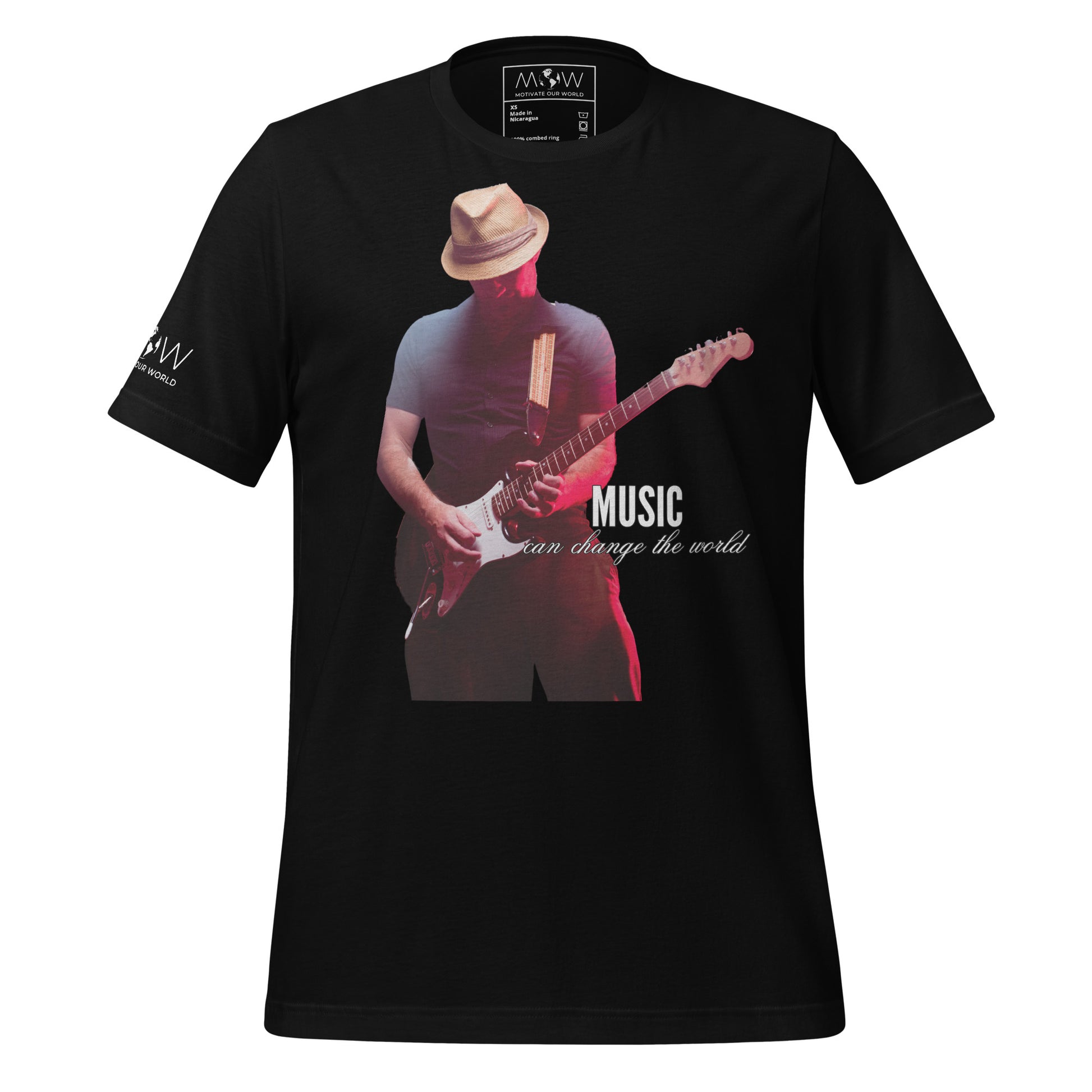 Music Can Change the World - Guitarist Edition Black Motivational Men's T-Shirt