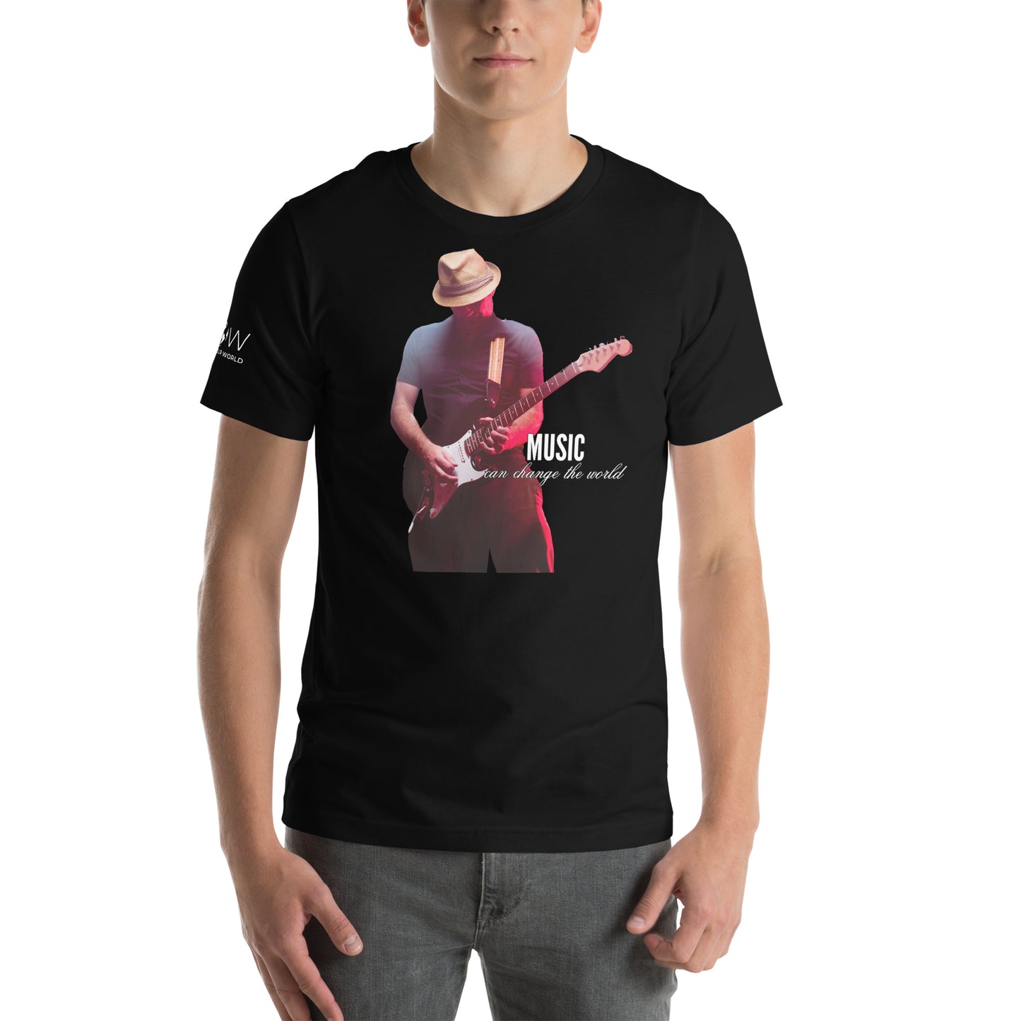 Music Can Change the World - Guitarist Edition Black Motivational Men's T-Shirt