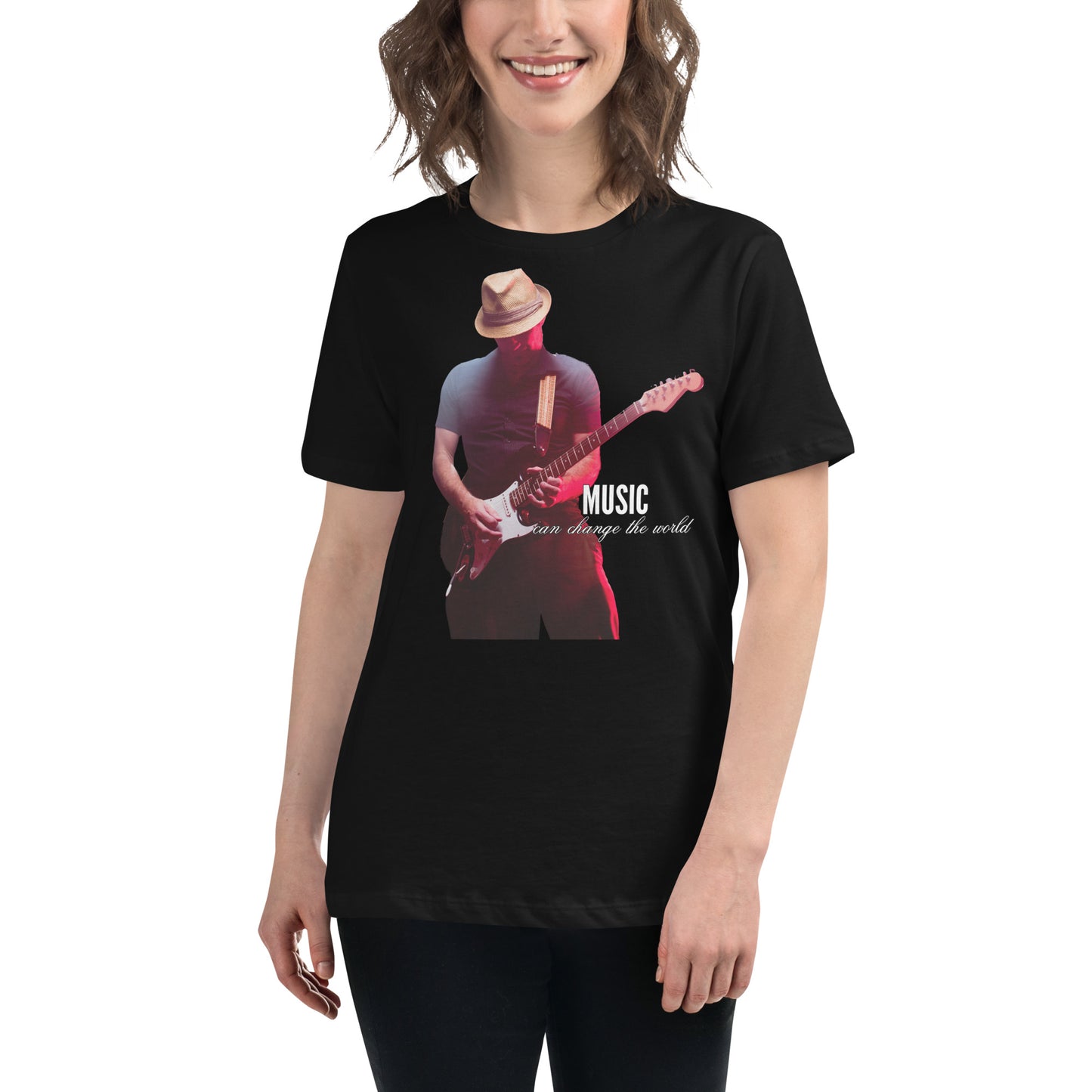 Music Can Change the World - Guitarist Edition Black Motivational Women’s T-Shirt Lifestyle