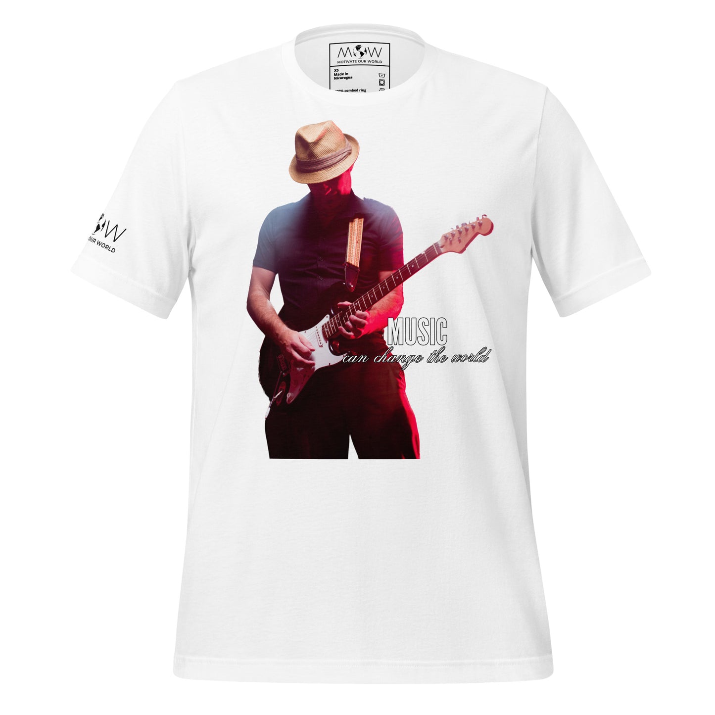 Music Can Change the World - Guitarist Edition White Motivational Men's T-Shirt