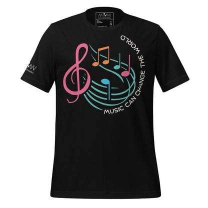 Music Can Change the World - Notes Edition Black Motivational Men's T-Shirt