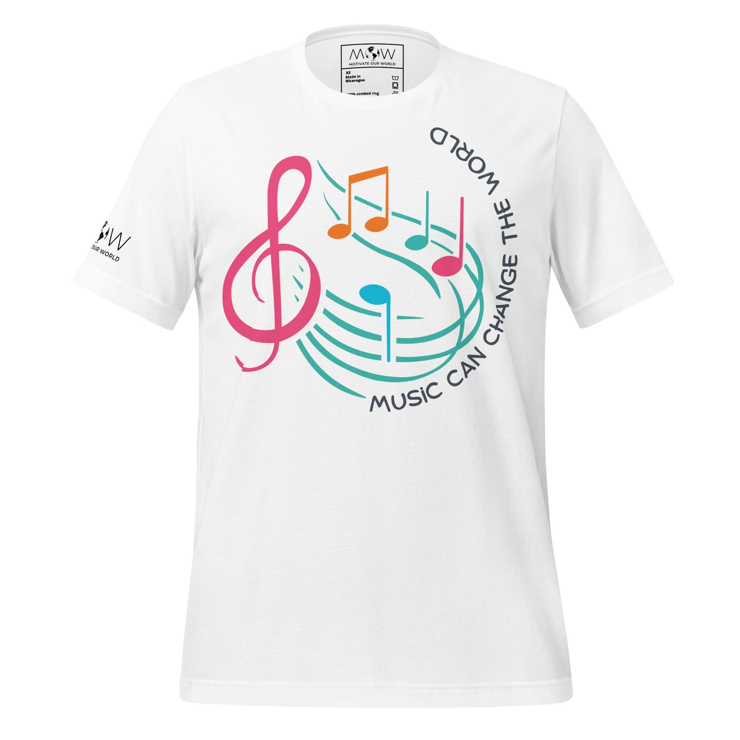 Music Can Change the World - Notes Edition White Motivational Men's T-Shirt