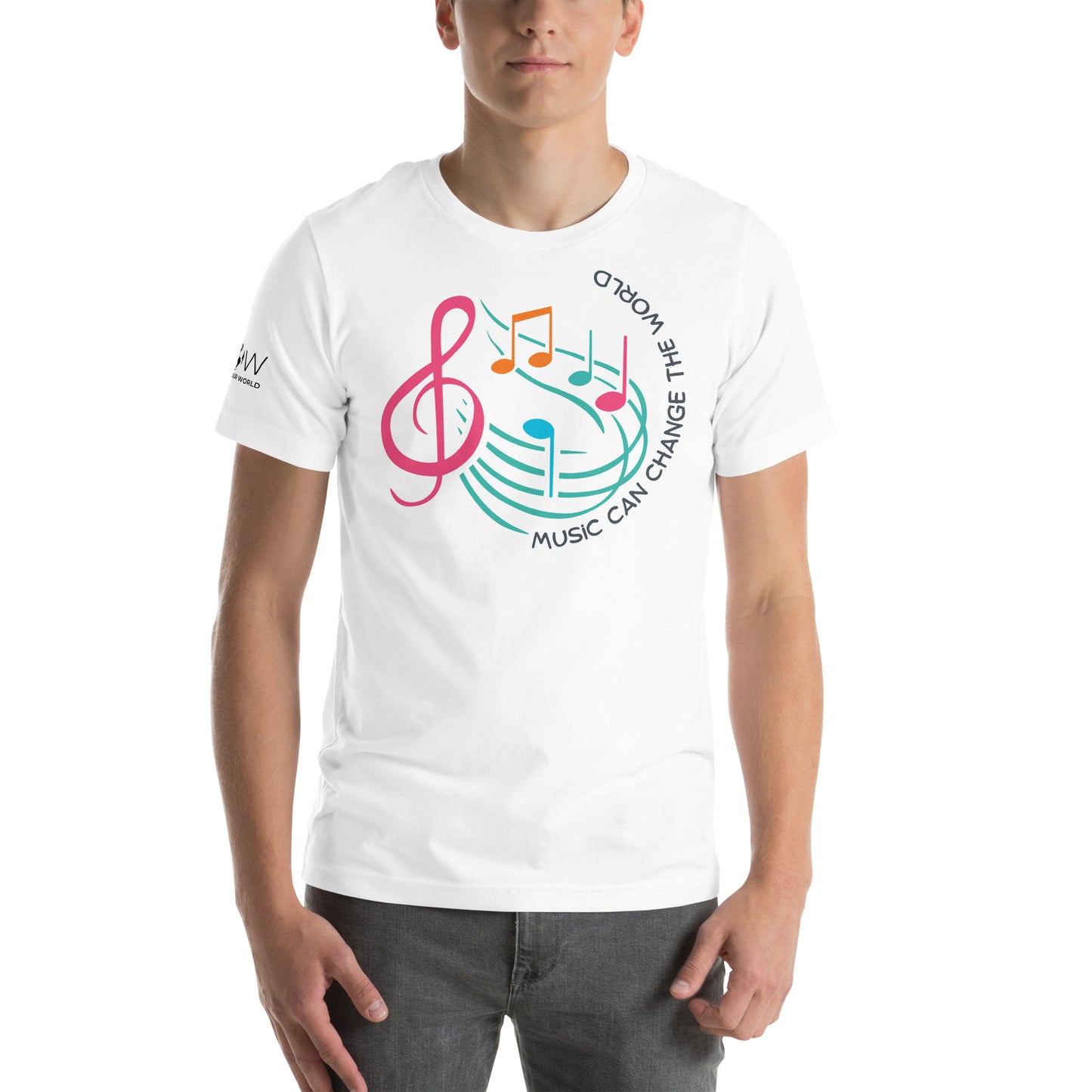 Music Can Change the World - Notes Edition White Motivational Men's T-Shirt