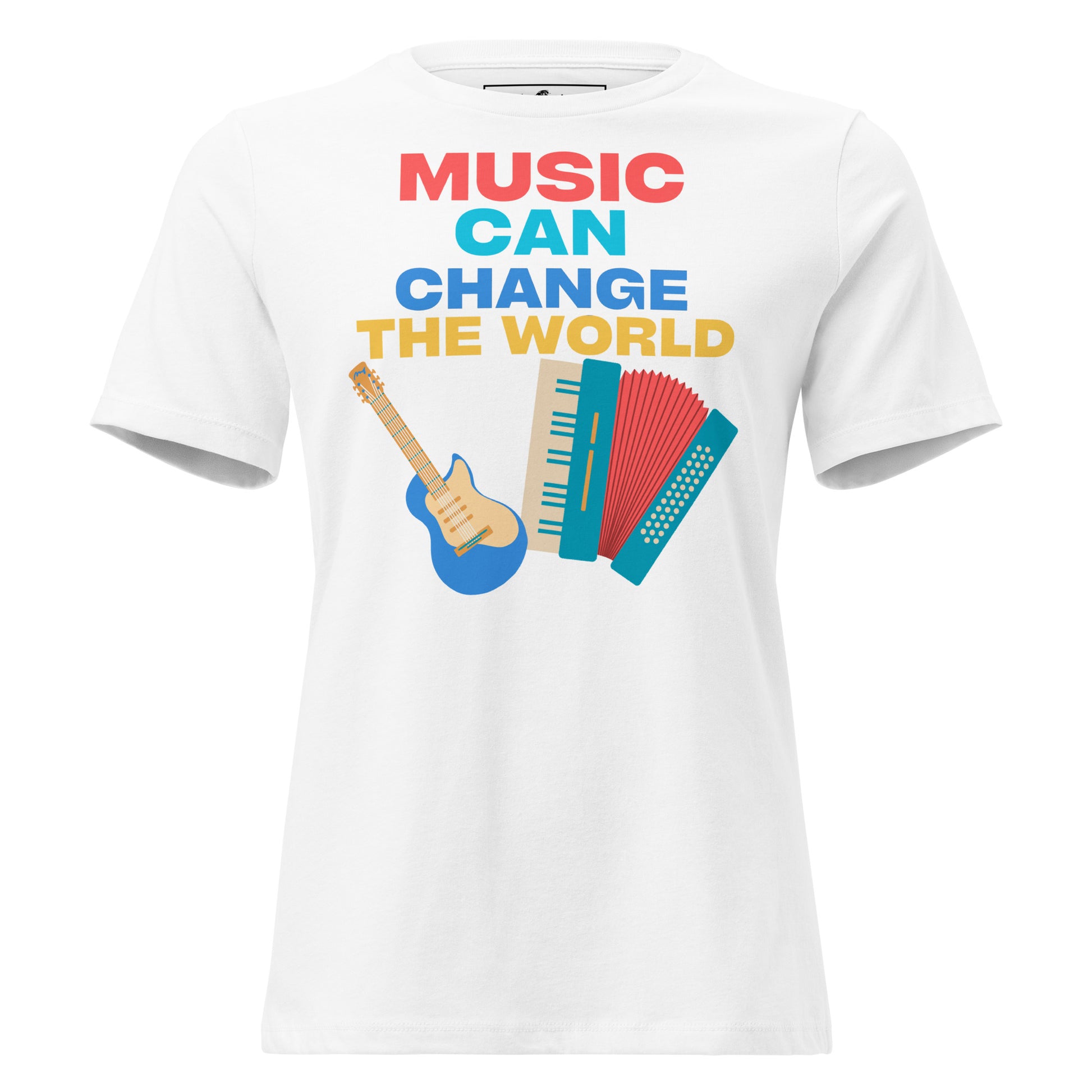 Music Can Change the World - Notes Edition White Motivational Women’s T-Shirt