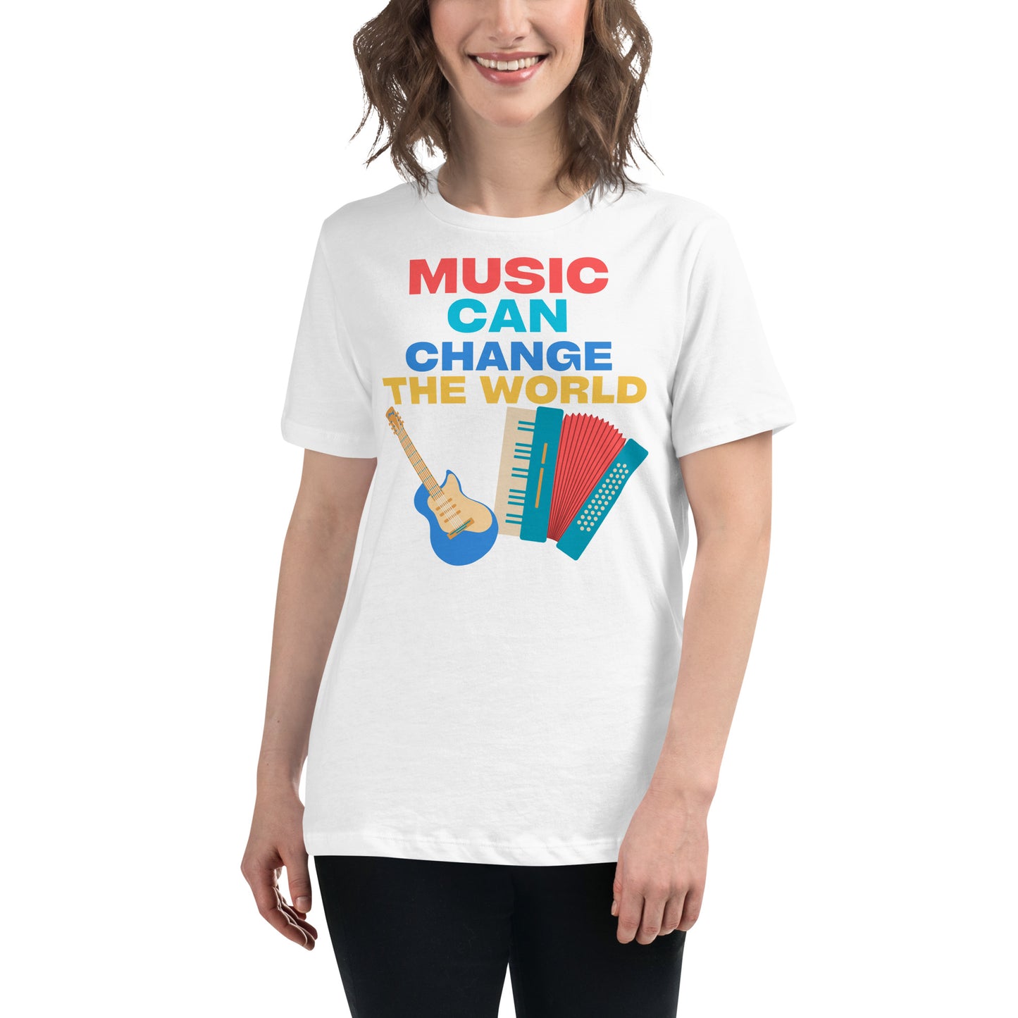 Music Can Change the World - Notes Edition White Motivational Women’s T-ShirtLifestyle