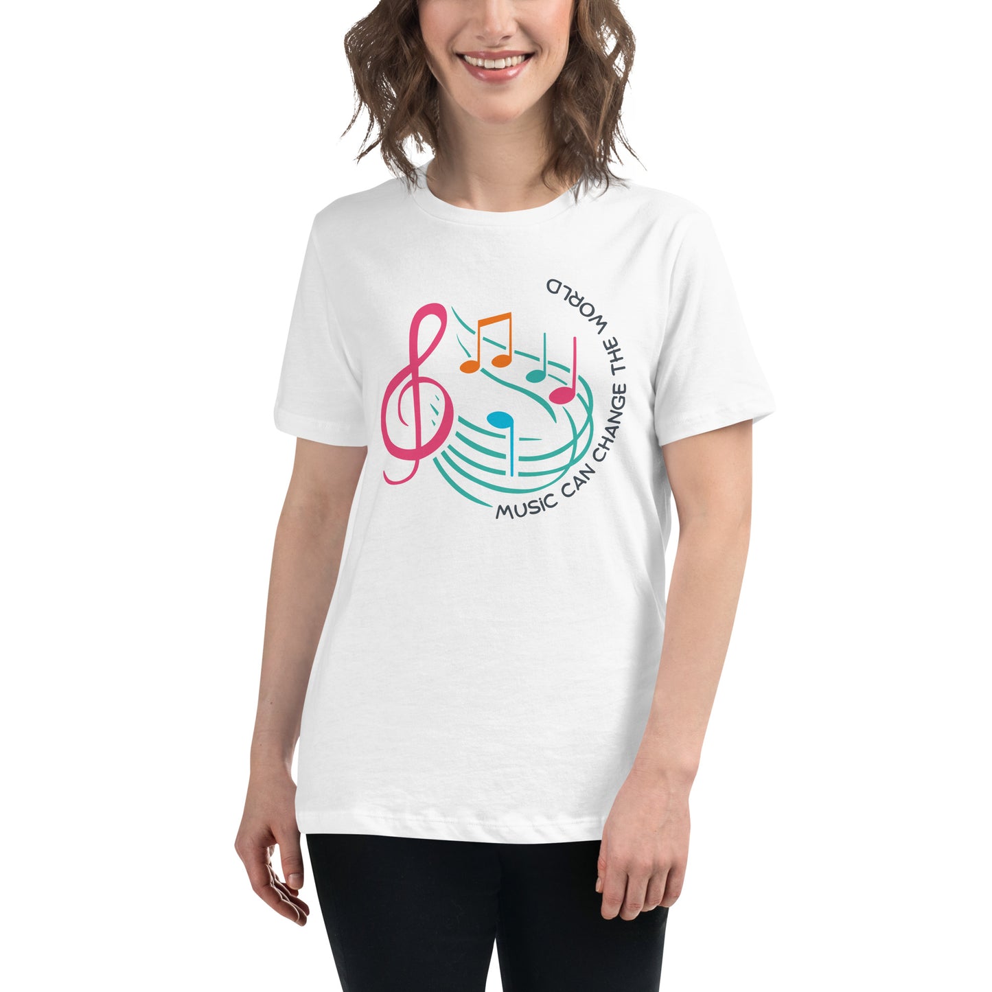Music Can Change the World White Motivational Women’s T-Shirt Lifestyle