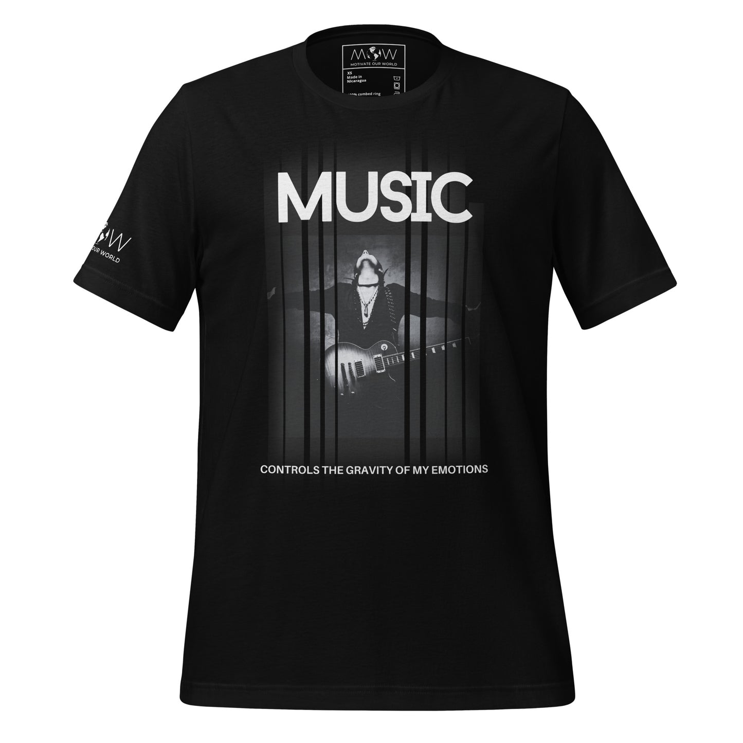 Music Controls the Gravity of My Emotions - Bold Silhouette Black Motivational Men's T-Shirt