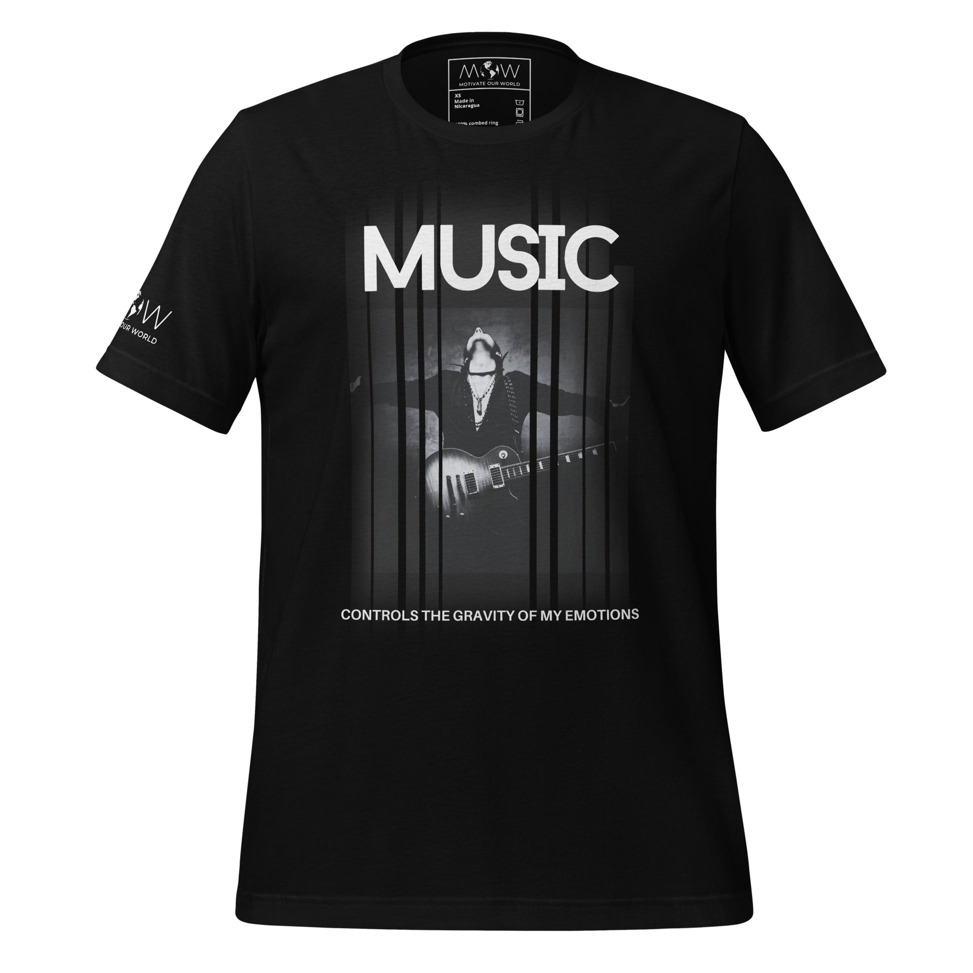 Music Controls the Gravity of My Emotions - Bold Silhouette Black Motivational Men's T-Shirt