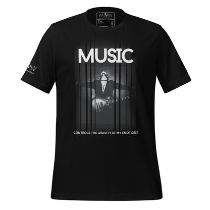 Music Controls the Gravity of My Emotions - Bold Silhouette Black Motivational Men's T-Shirt