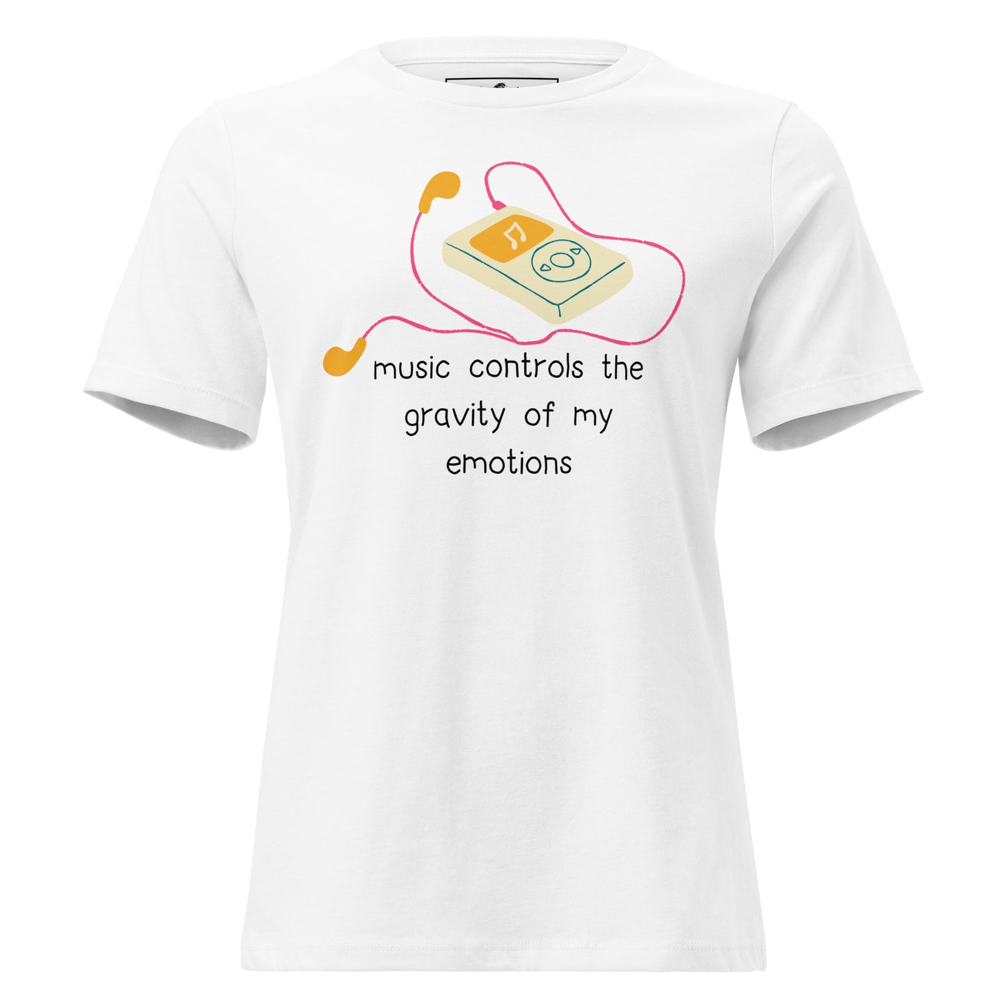 Music Controls the Gravity of My Emotions - Bold Silhouette White Motivational Women’s T-Shirt