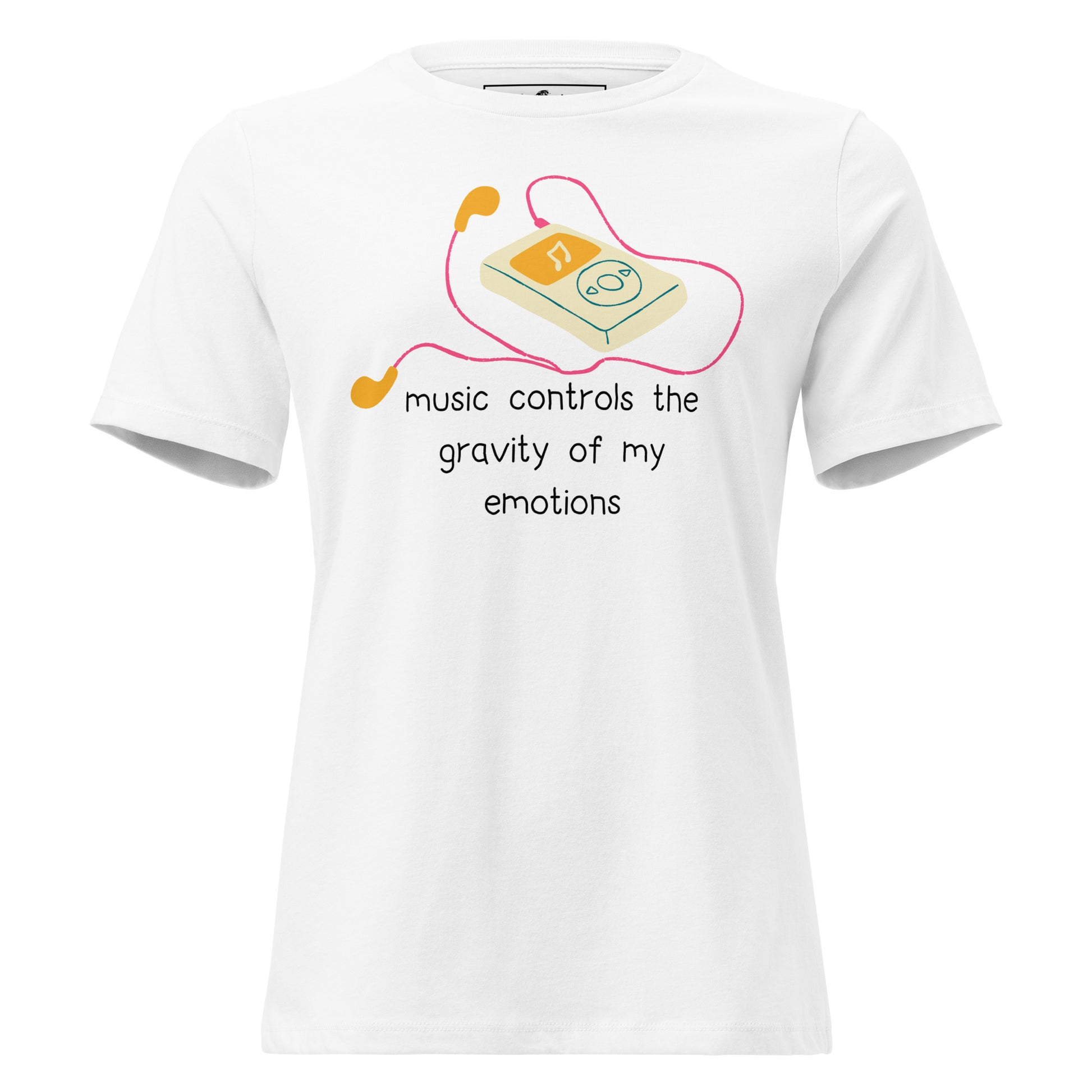 Music Controls the Gravity of My Emotions - Bold Silhouette White Motivational Women’s T-Shirt
