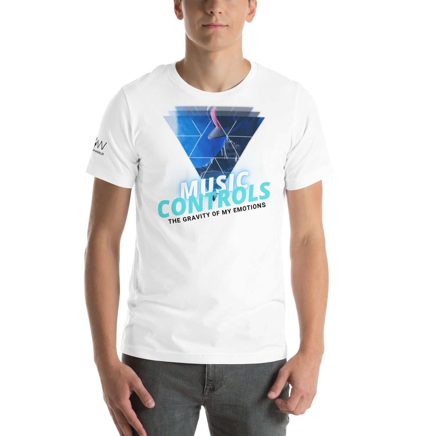 Music Controls the Gravity of My Emotions - Neon Vibes White Motivational Men's T-Shirt