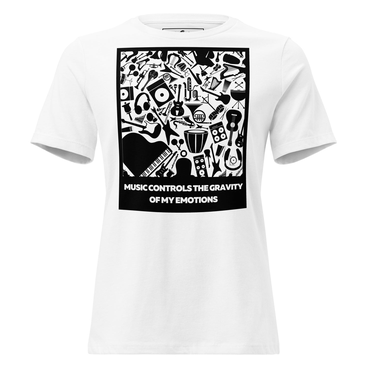 Music Controls the Gravity of My Emotions - Retro Edition White Motivational Women’s T-Shirt