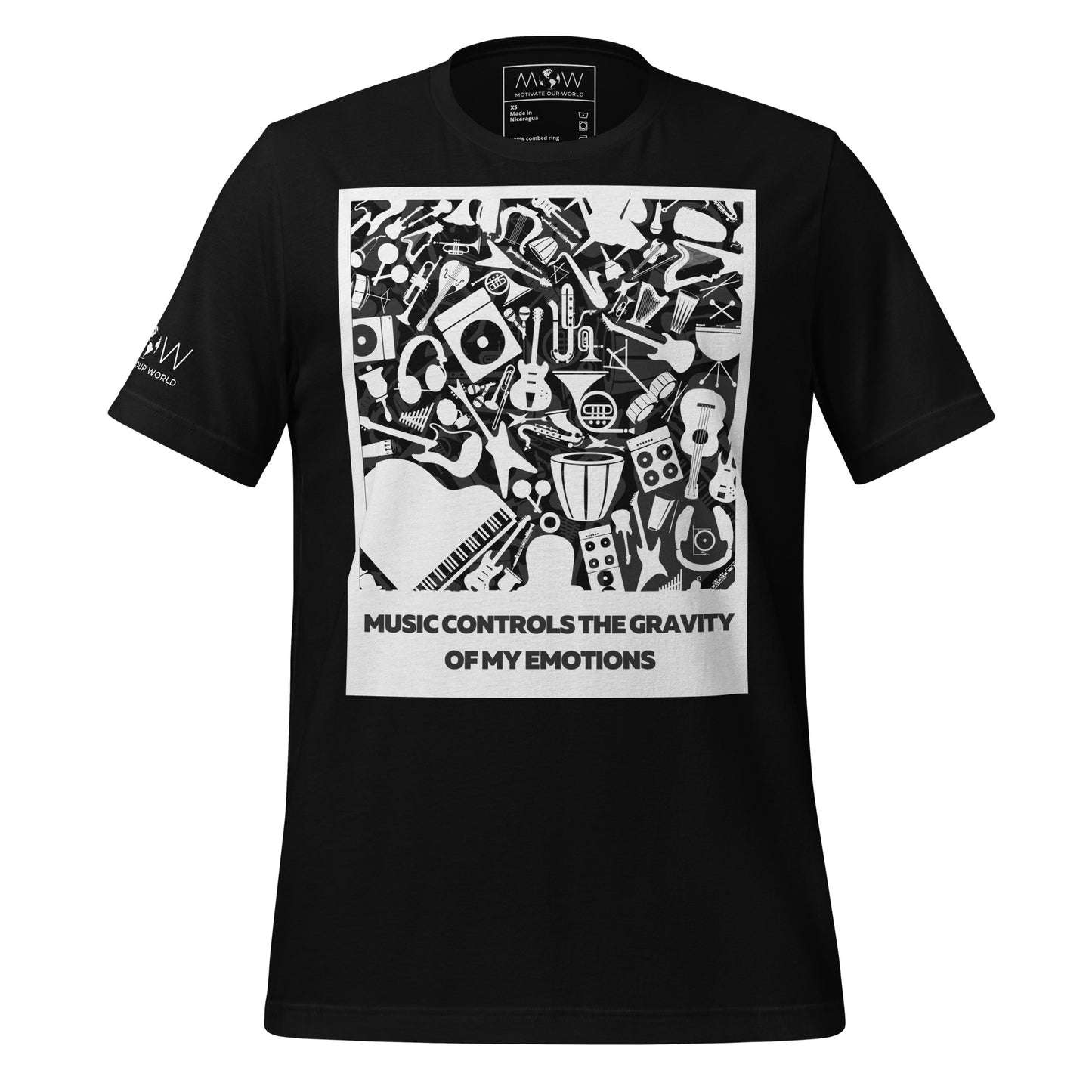 Music Controls the Gravity of My Emotions Black Motivational Men's T-Shirt